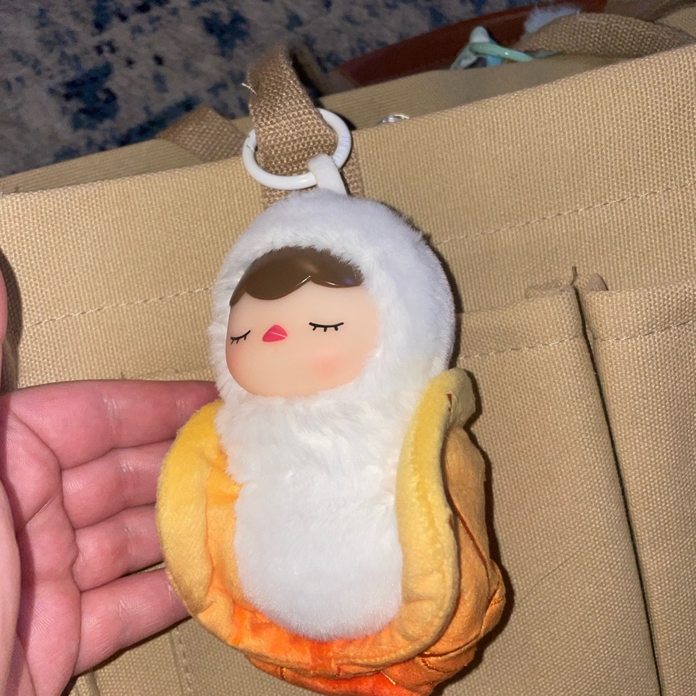 Cute Plush Keychain with Orange and White Details - Picture 1 of 1